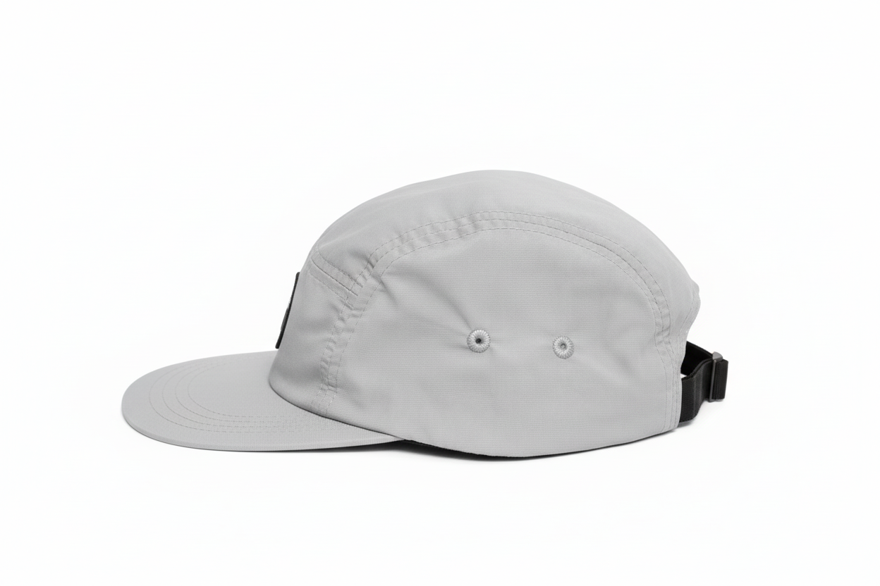 Abide In Him 5-Panel Cap – Drift Gray side profile