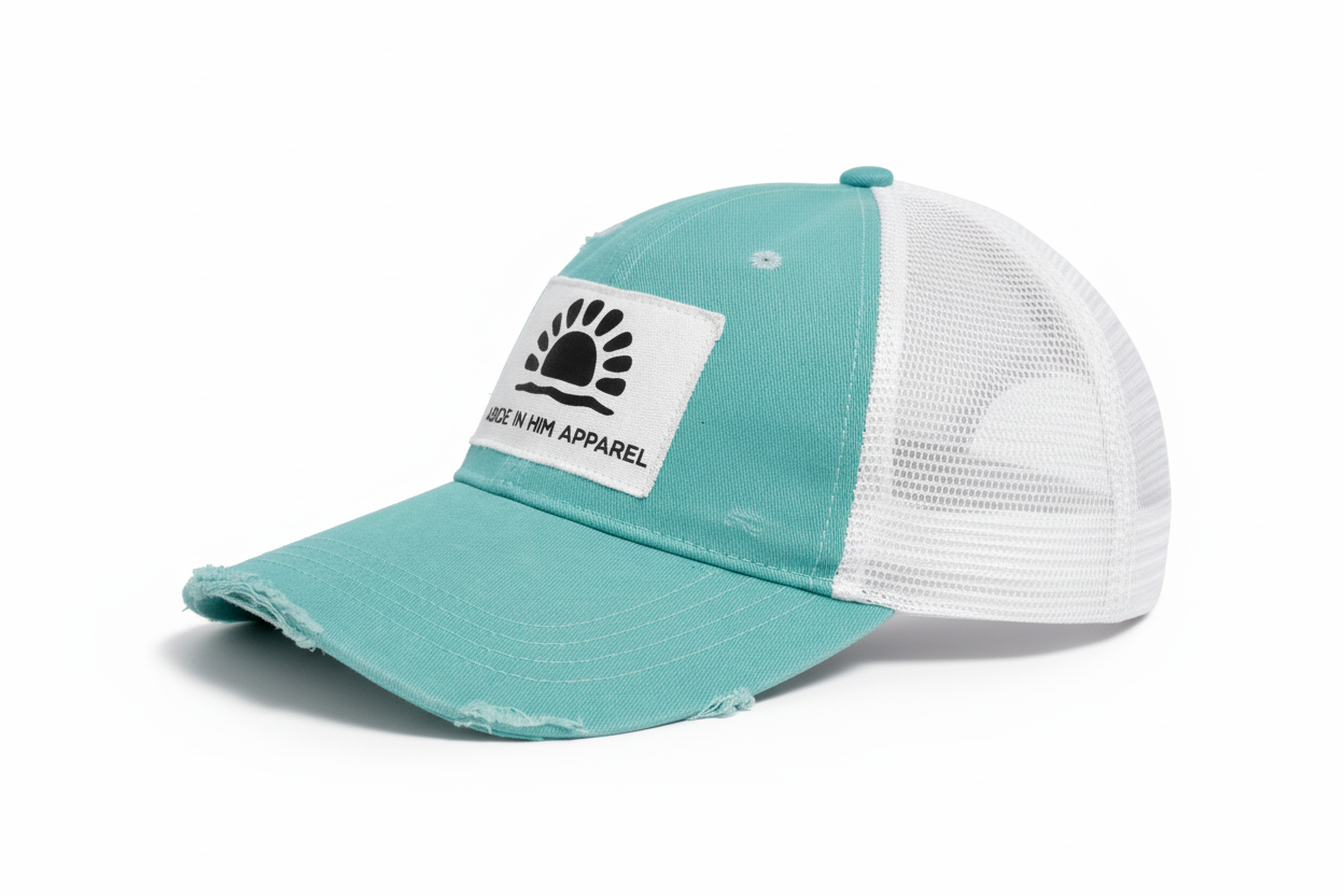 Abide In Him Trucker Cap – The Rising Son side profile